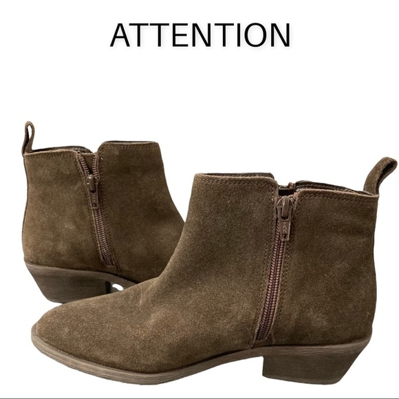 NWT attention sz 6 Mattie brown suede distressed ankle booties - Picture 1 of 14